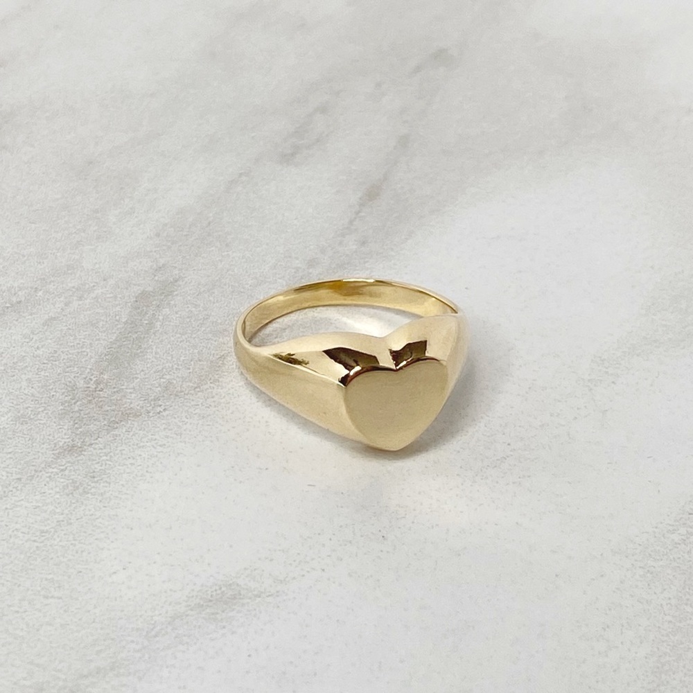 Gold Heart Signet Ring